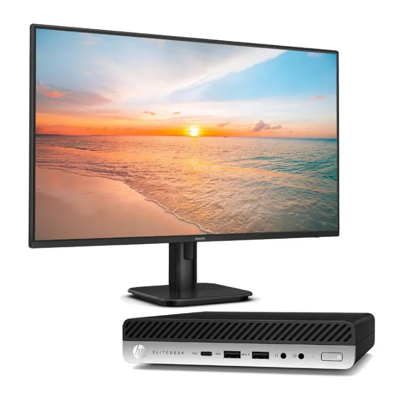 HP 800 G5 Mini + Monitor Philips 27" FHD nuovo | i5 9500T | 16Gb RAM | 512Gb SSD | Win11Pro